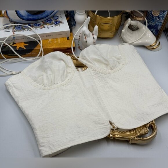 🆕 CULT GAIA 🧿 NWOT Off-White Habana Strappy Corset Zip Top, Sz US 10 - Picture 11 of 16